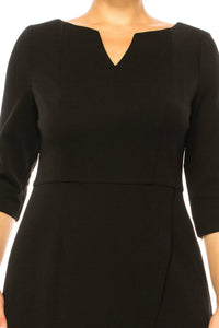Connected Apparel - V-cut Neck 3/4 Sleeve Dress
