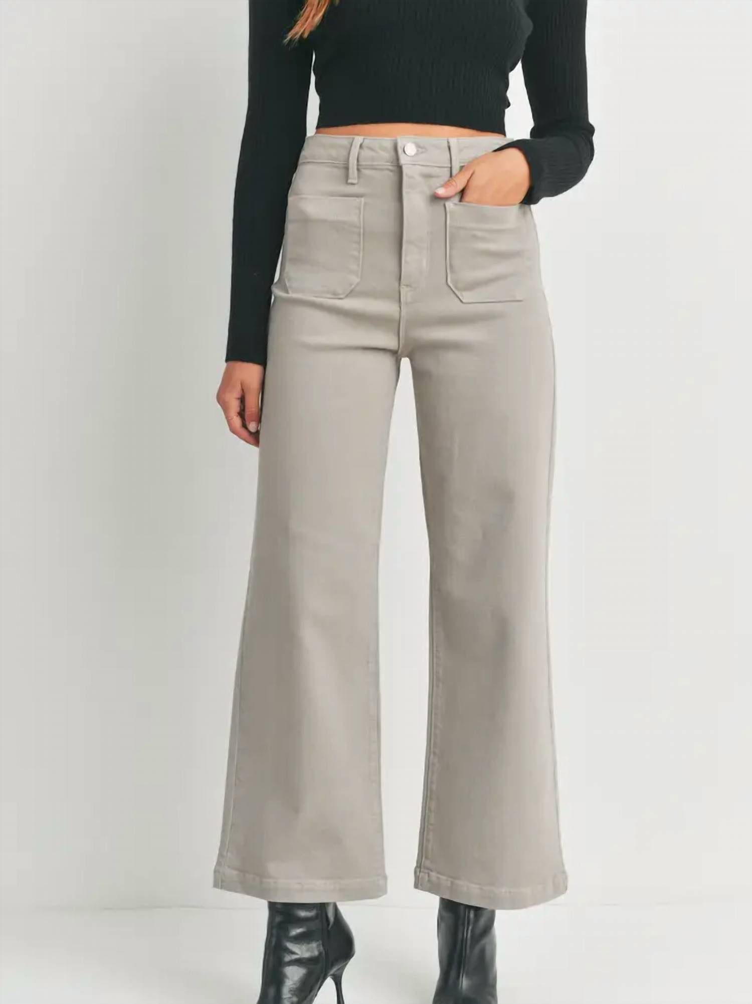 Just Black Denim - Patch Pocket Wide Leg Jean