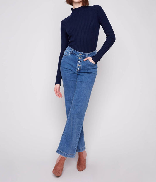Charlie B - Stretch Denim with Embellished Buttons