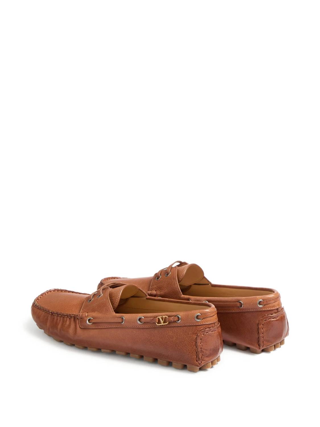 Valentino Garavani Men's Driver Fastaway Lace-up Boat Shoes in brown - men's shoe - alternate view