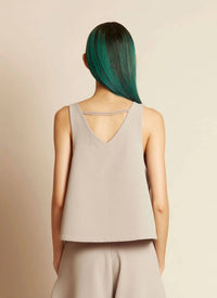 Kaarem - Fennel Sleeveless Back V Cropped Top