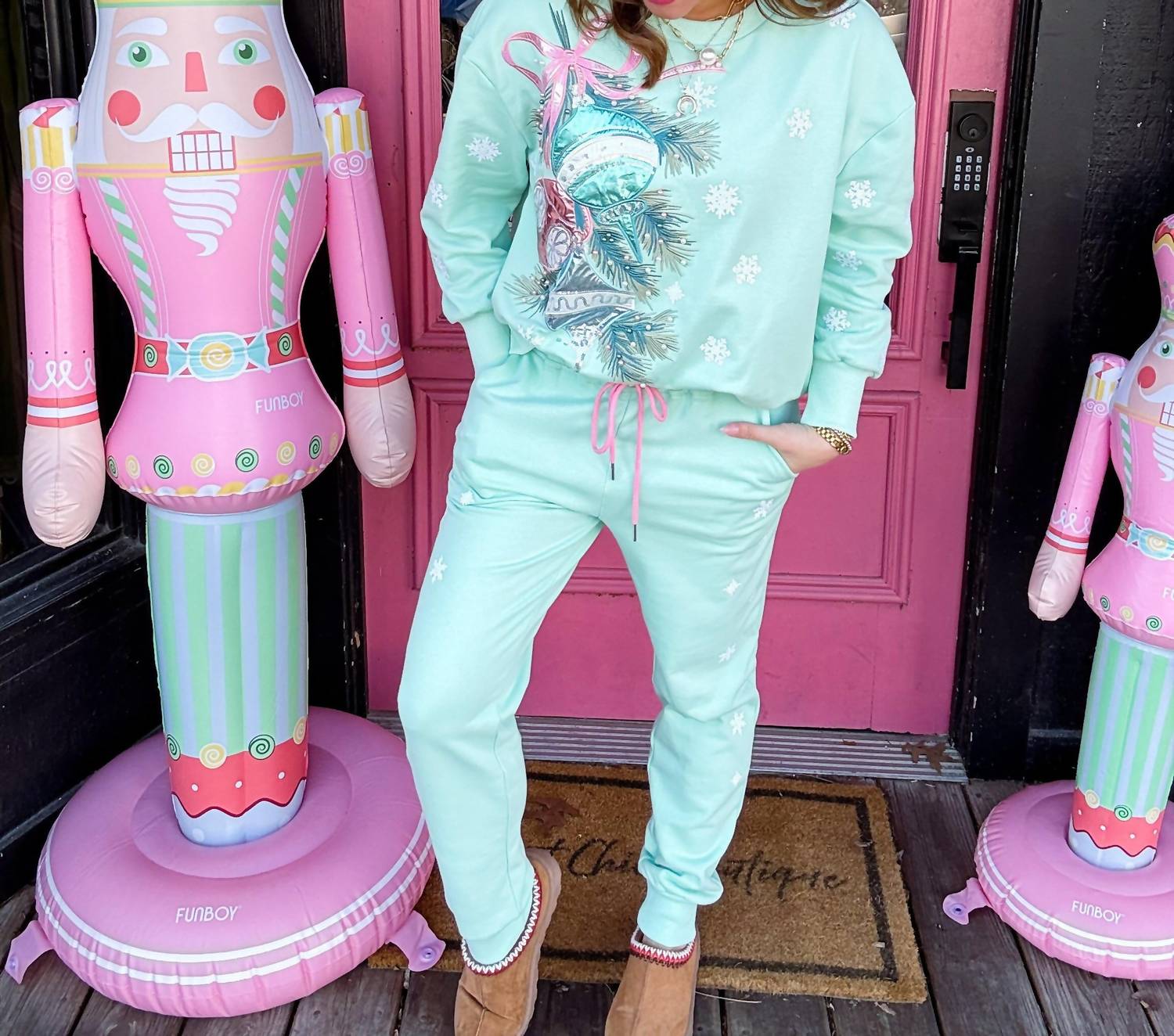 Brianna Cannon Vintage Ornaments Sweatshirt in mint green - women's top - view 6