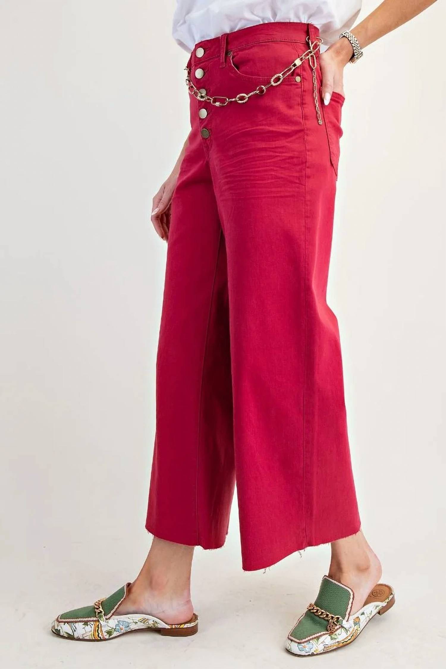 Easel - Button-front High-rise Twill Pants