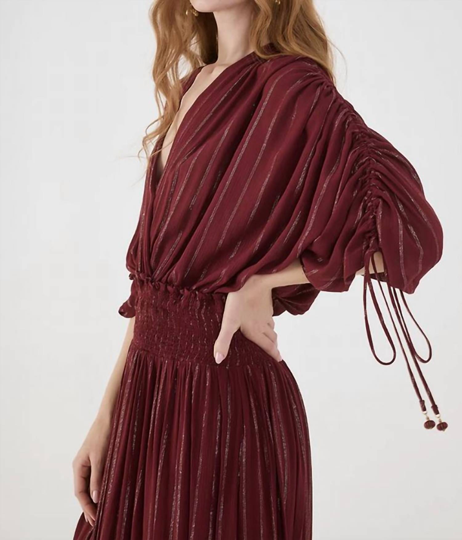 Dress To - Tamia Long Lurex Dress With Smocked Yoke