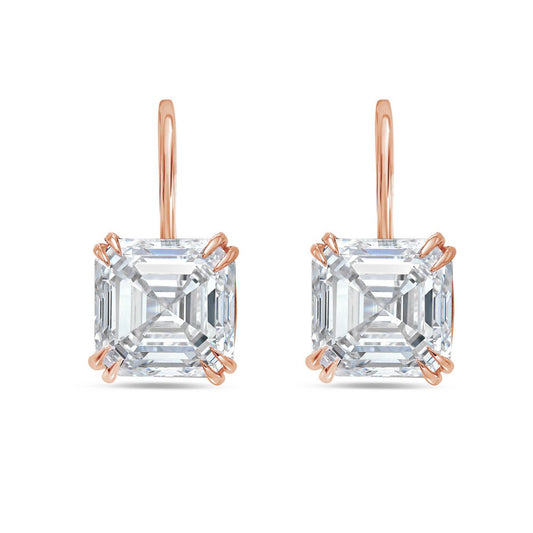 Diana M Jewels - 6.00 Cts Lab Grown Asscher Diamond Drop Earrings