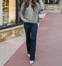 Grace and Lace Foiled Cable Knit Sweater in champagne shimmer - women's sweater - view 5