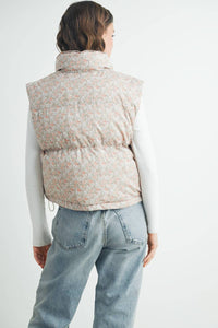 Buttermelon - High Neck Floral Puffer Vest