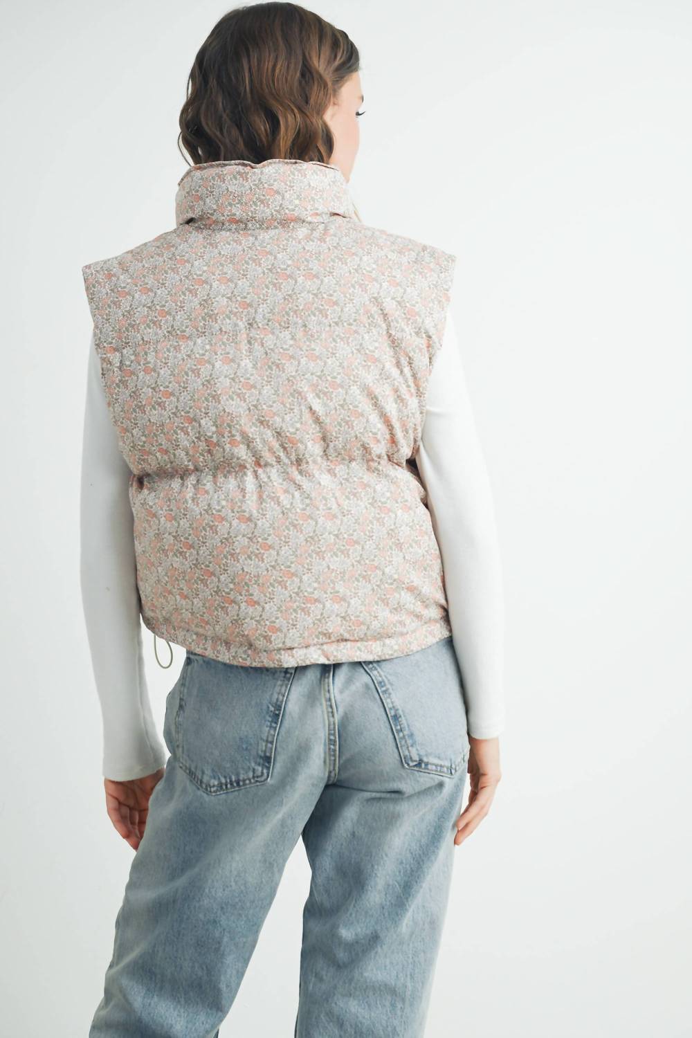 Buttermelon - High Neck Floral Puffer Vest