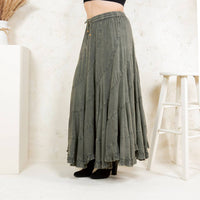 Young Threads Asymmetrical Maxi Skirt in olive gravel - women's skirt - alternate view