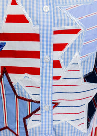Queen Of Sparkles - Usa Stripe Patch Stars Romper