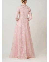 Teri Jon - Metallic Organza Jacquard Shirt Waist Gown