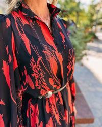 EXQUISE Allyn Long Sleeve Dress in crimson - women's dress - alternate view
