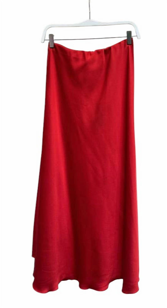 Venti6 - Women's Charly Solid Silky Satin Maxi Skirt