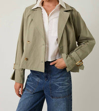 Sunday Edition Mary Cropped Trench Jacket in sage - women's jacket - view 6