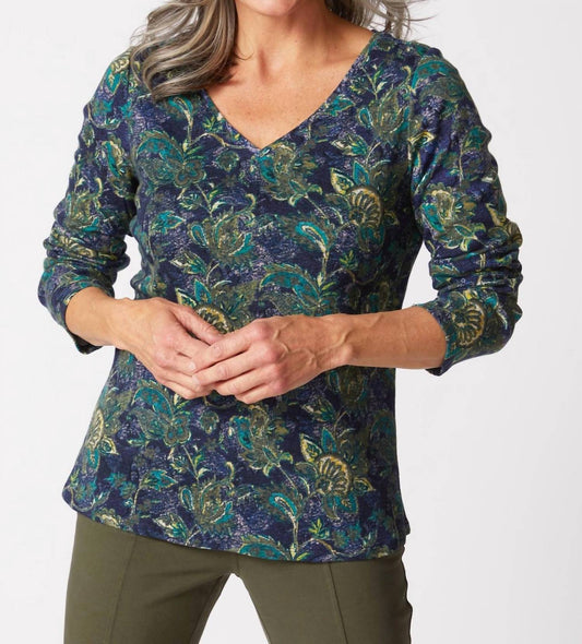 Habitat - Cozy Rib Paisley Easy V-Neck Tee