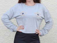 Honey Punch - Jeweled Star Cropped Long Sleeve Top