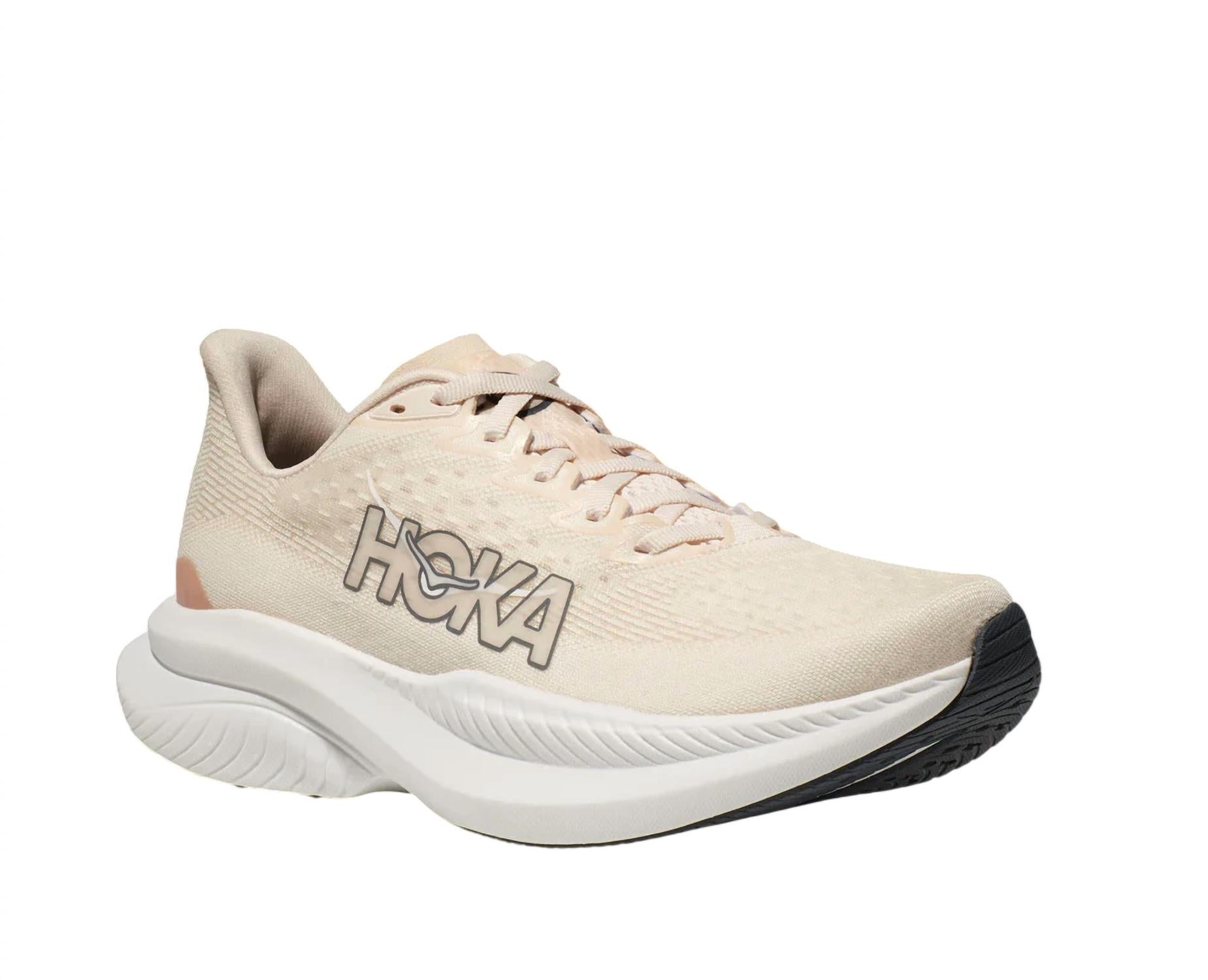 Hoka Women's Mach 6 Low Top Sneakers in eggnog vanilla - women's sneaker