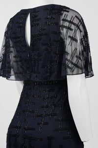 Aidan Mattox - V-neck Cape Sleeve Embellished Dress