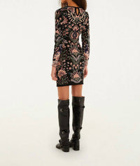 FARM RIO MARVELOUS GARDEN KNIT MINIDRESS in black - women's dress - alternate view