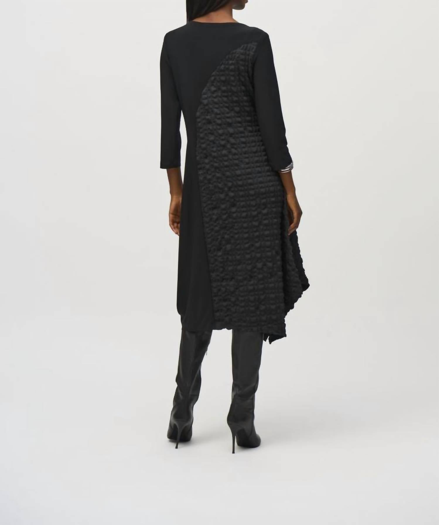 Joseph Ribkoff - Textured Asymmetrical Handkerchief Midi Dress