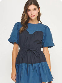 Strut & Bolt - Pin-tuck Detail Poplin Mini Dress