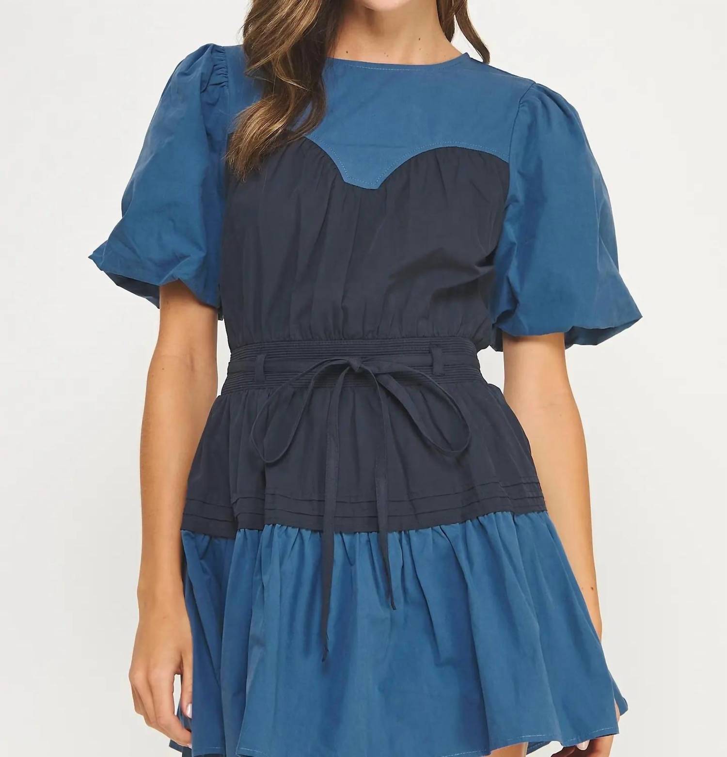 Strut & Bolt - Pin-tuck Detail Poplin Mini Dress