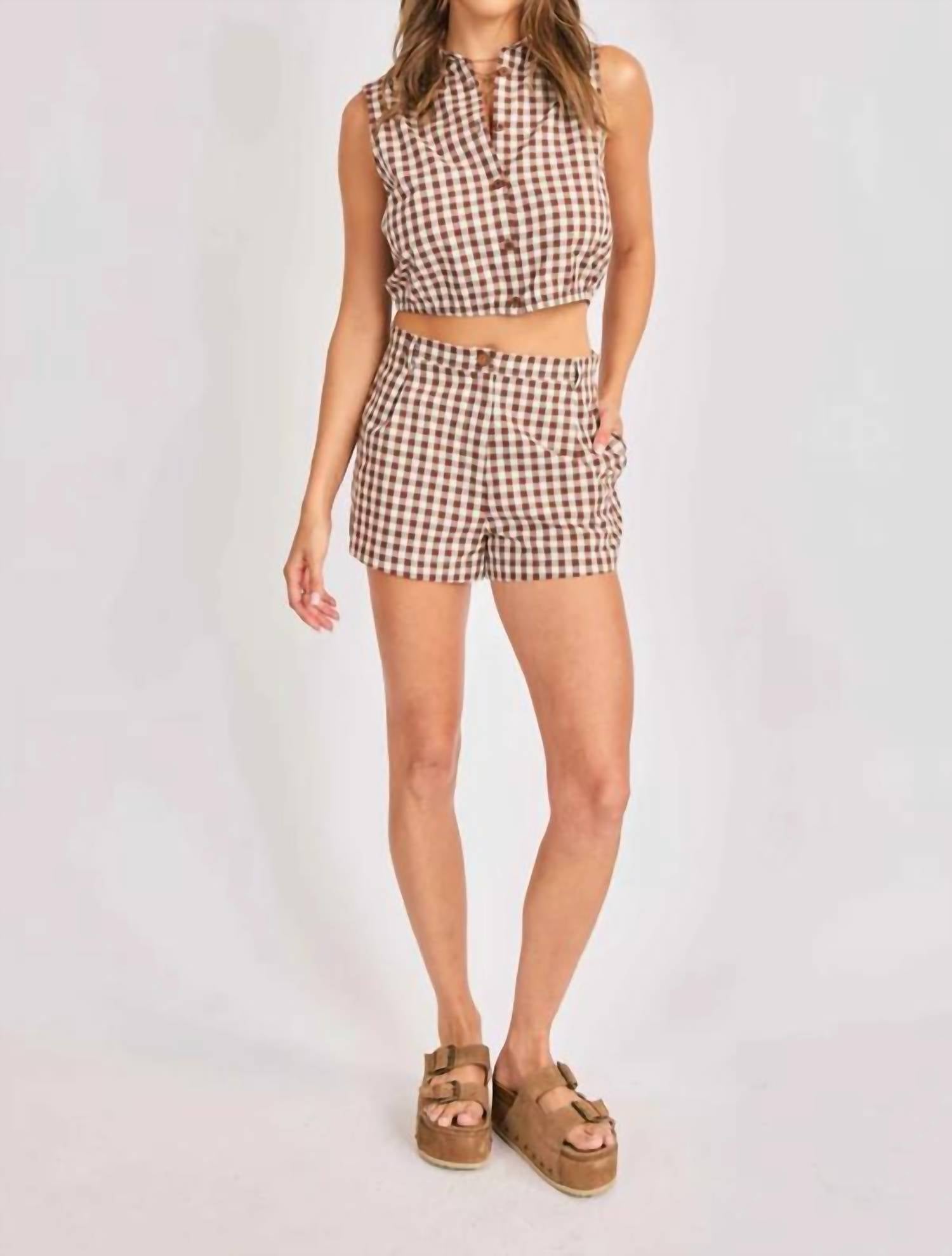 Sadie & Sage - Mustang Gingham Sleeveless Top