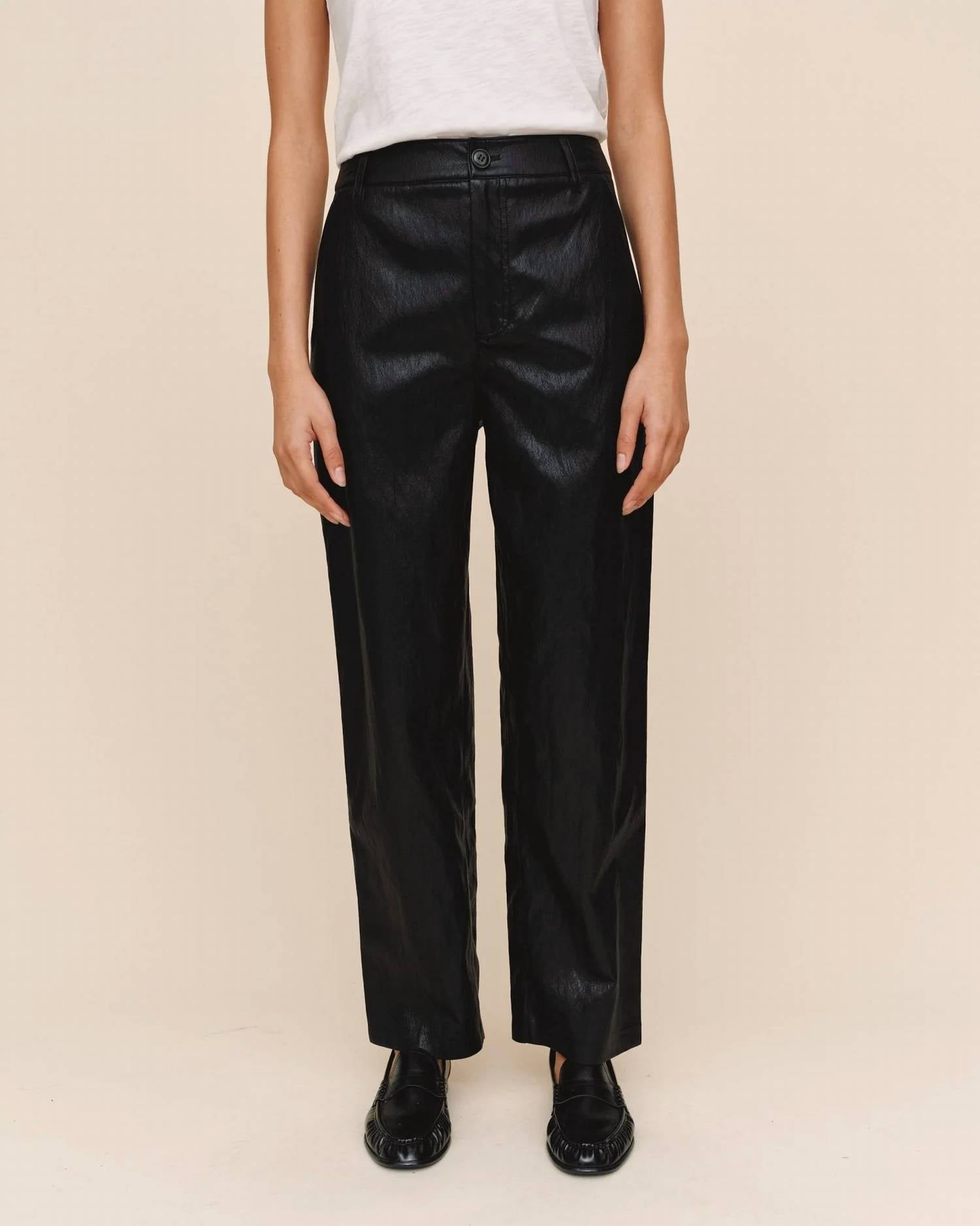 Bella Dahl Faux Leather Pant in black 1 - women's pants