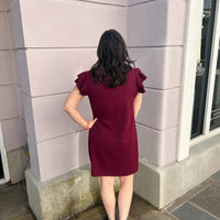 Ces Femme - Ruffle Sleeves Solid Tunic Dress