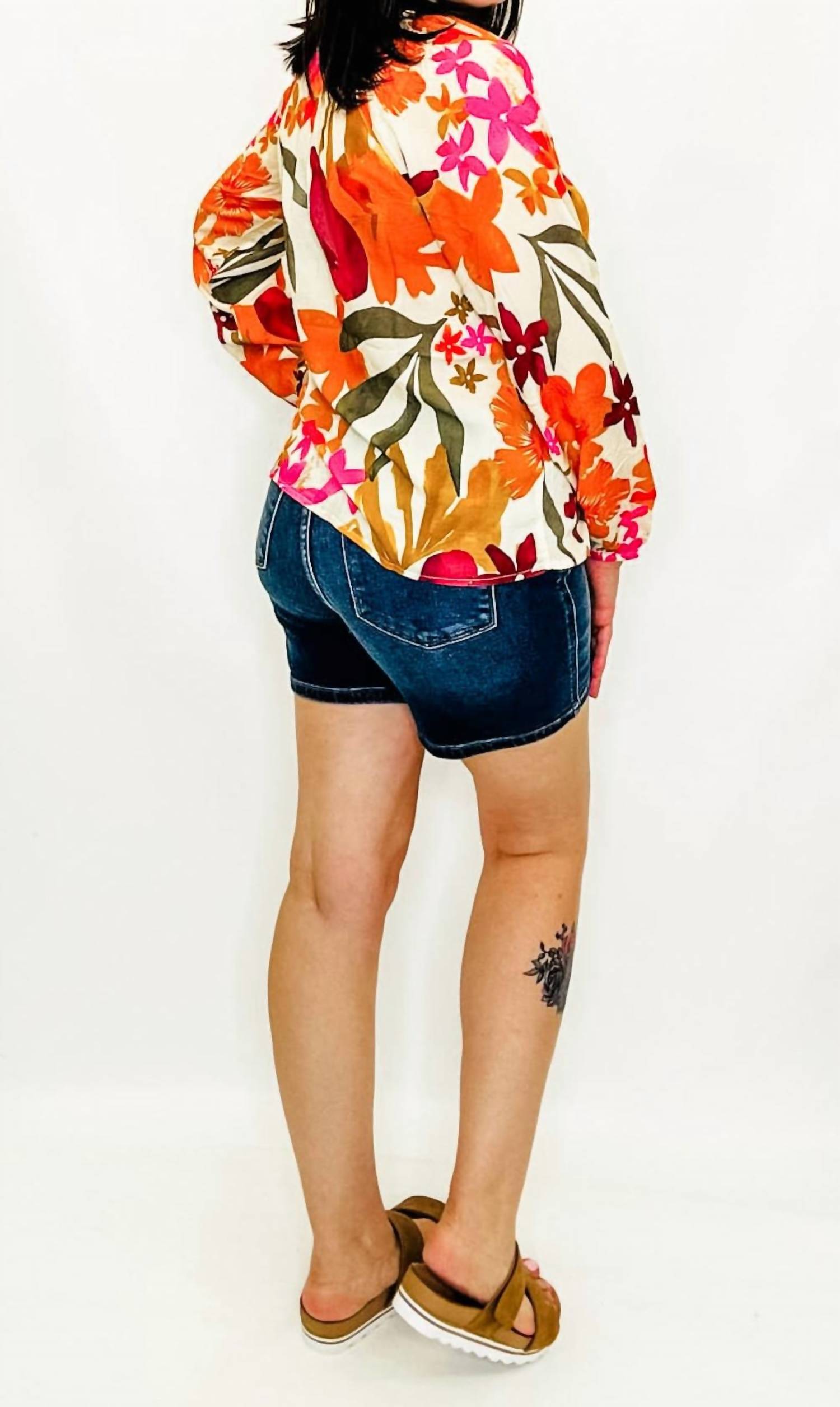 Judy Blue - Button Mid Length Dad Shorts