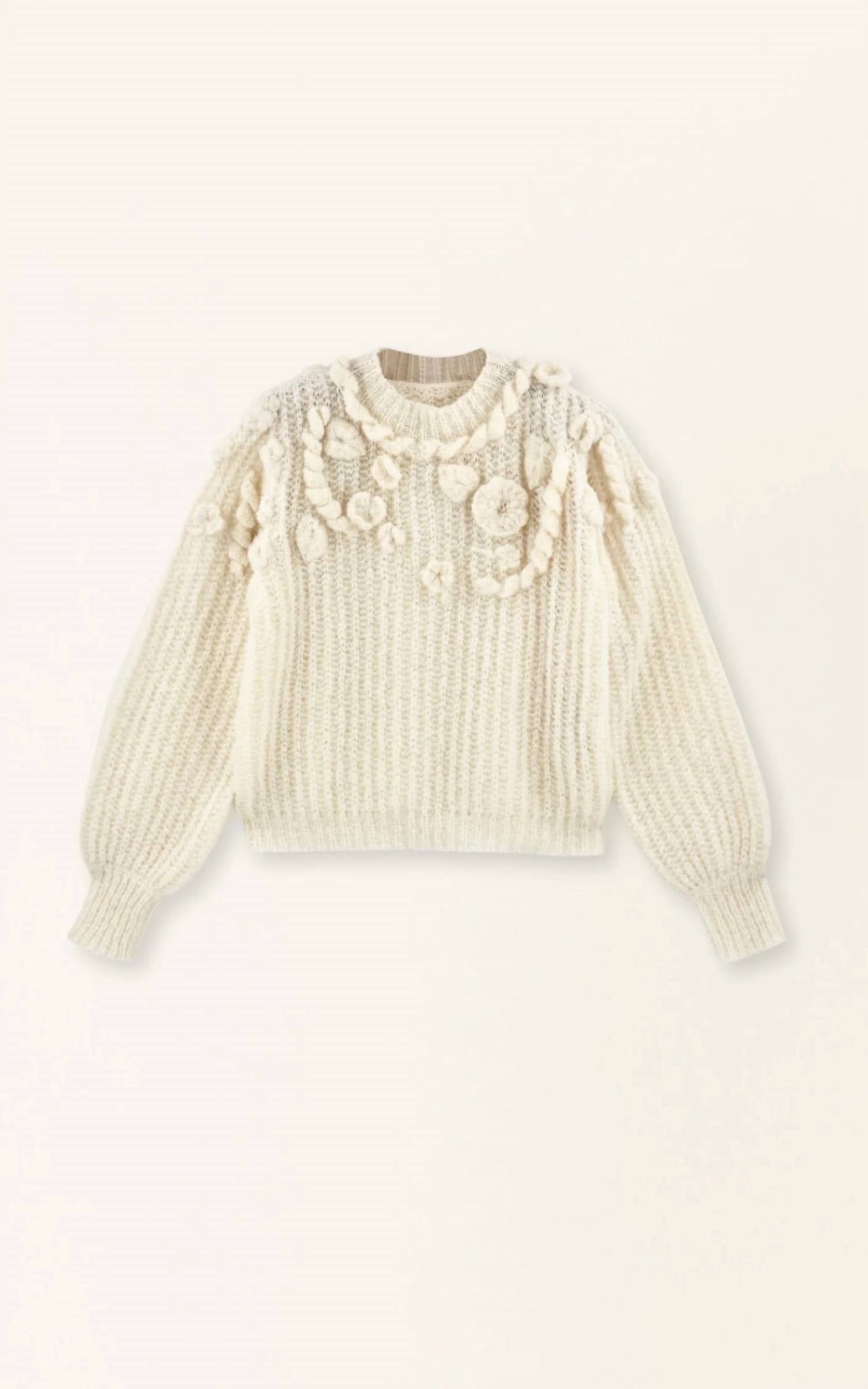Mirth Moritz Embroidered Pullover Sweater in alabaster 1 - women's sweater - view 7