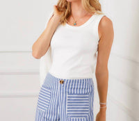 Karen Kane Ribbed Scoop Neck Tank in off white - women's tank top - view 4