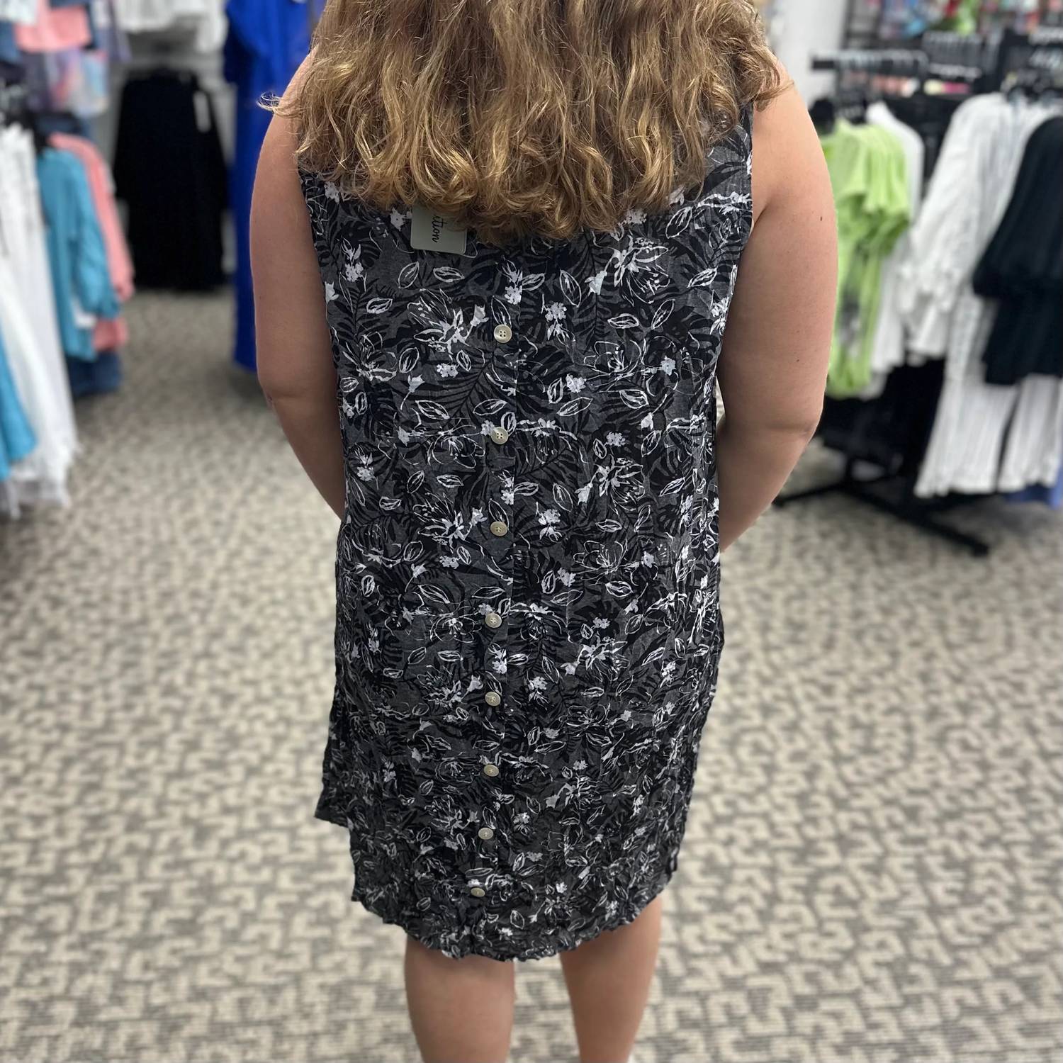 Shana Apparel - Crinkle Tank Dress With Button Back Detail