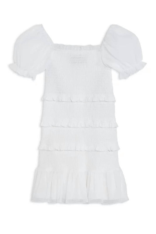 Katie J Nyc - Tween Laila Smocked Puff Sleeve Dobby Check Dress