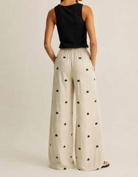 Miou Muse - Embroidered Linen Pants