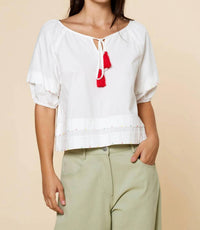 Lalavon - Tassel Tie Blouse
