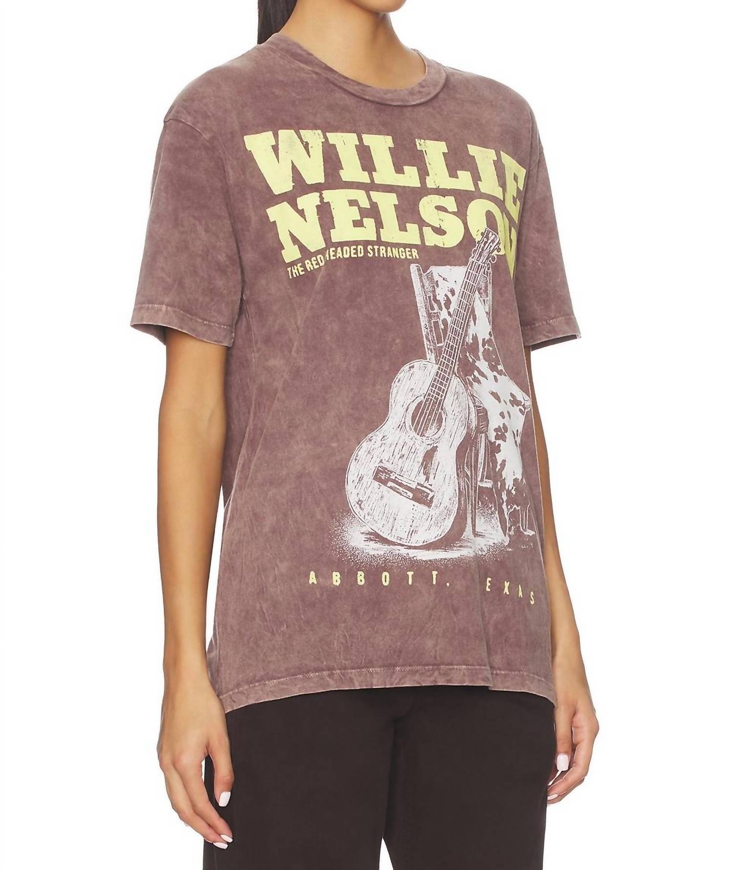 DAYDREAMER Willie Nelson Red Headed Stranger Tee in brown stone acid - women's t-shirt - alternate view