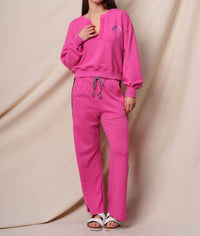 Sundry - Good Vibes Split Neck Sweatshirt