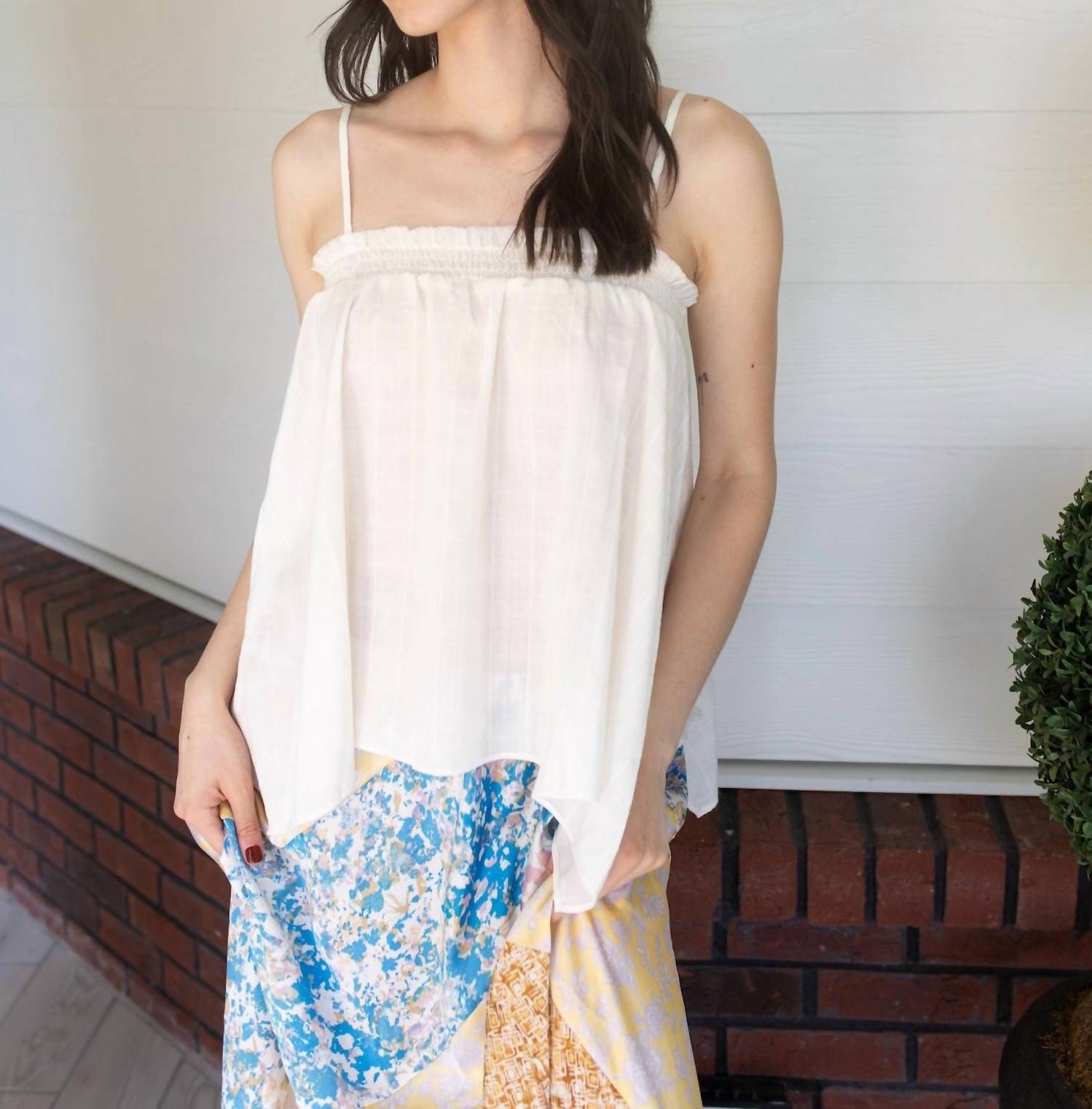 GRADE & GATHER Timeless Textured Top in white - women's shirt