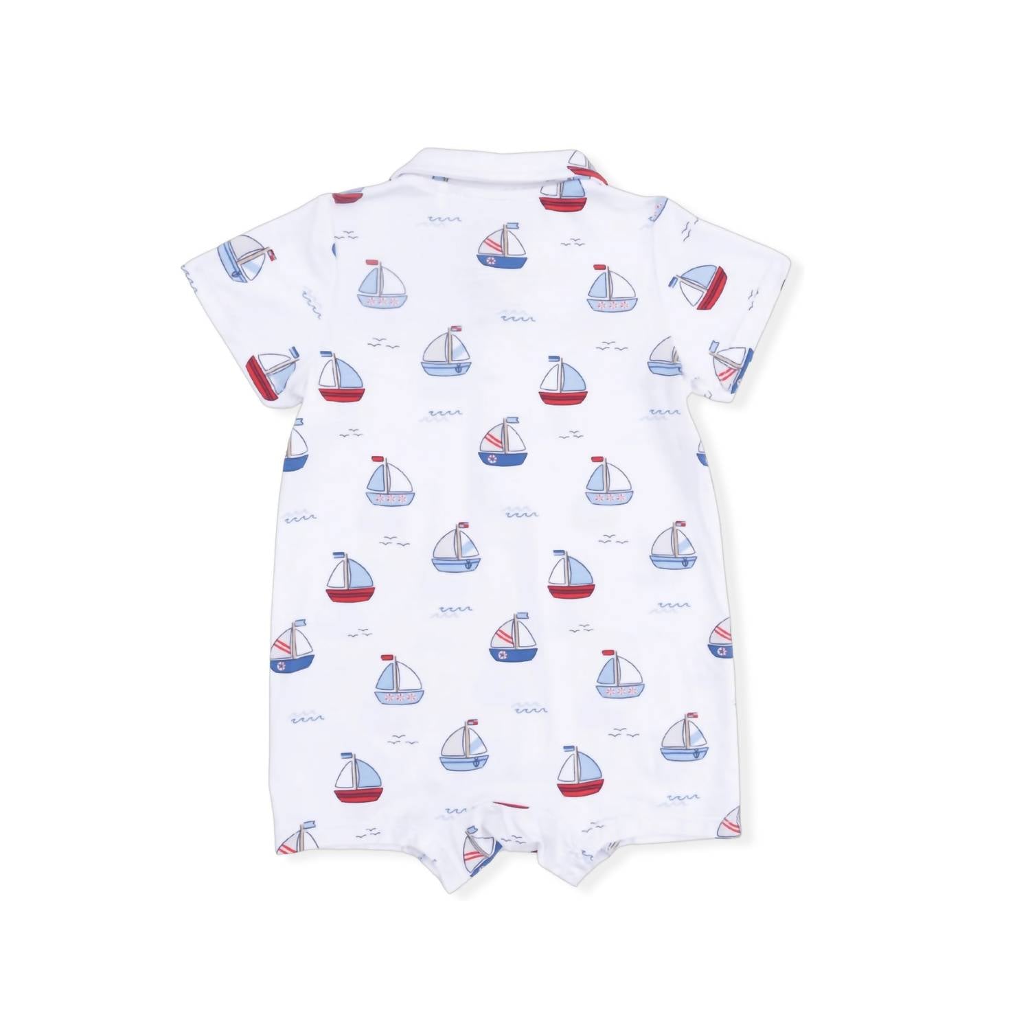 Angel Dear - Kids Bubbly Sailboats Bamboo Polo Shortie