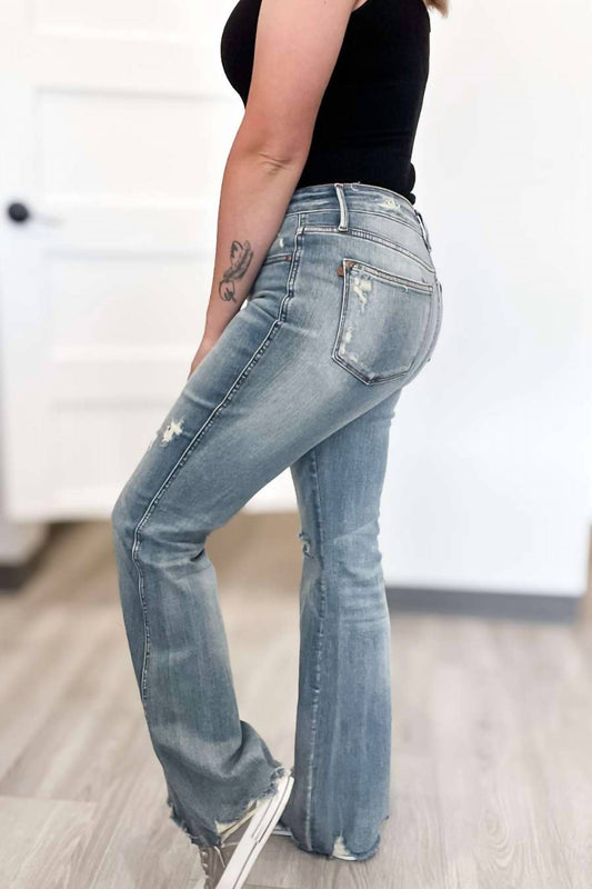 Judy Blue - Mid Rise Tummy Control Distressed Flare