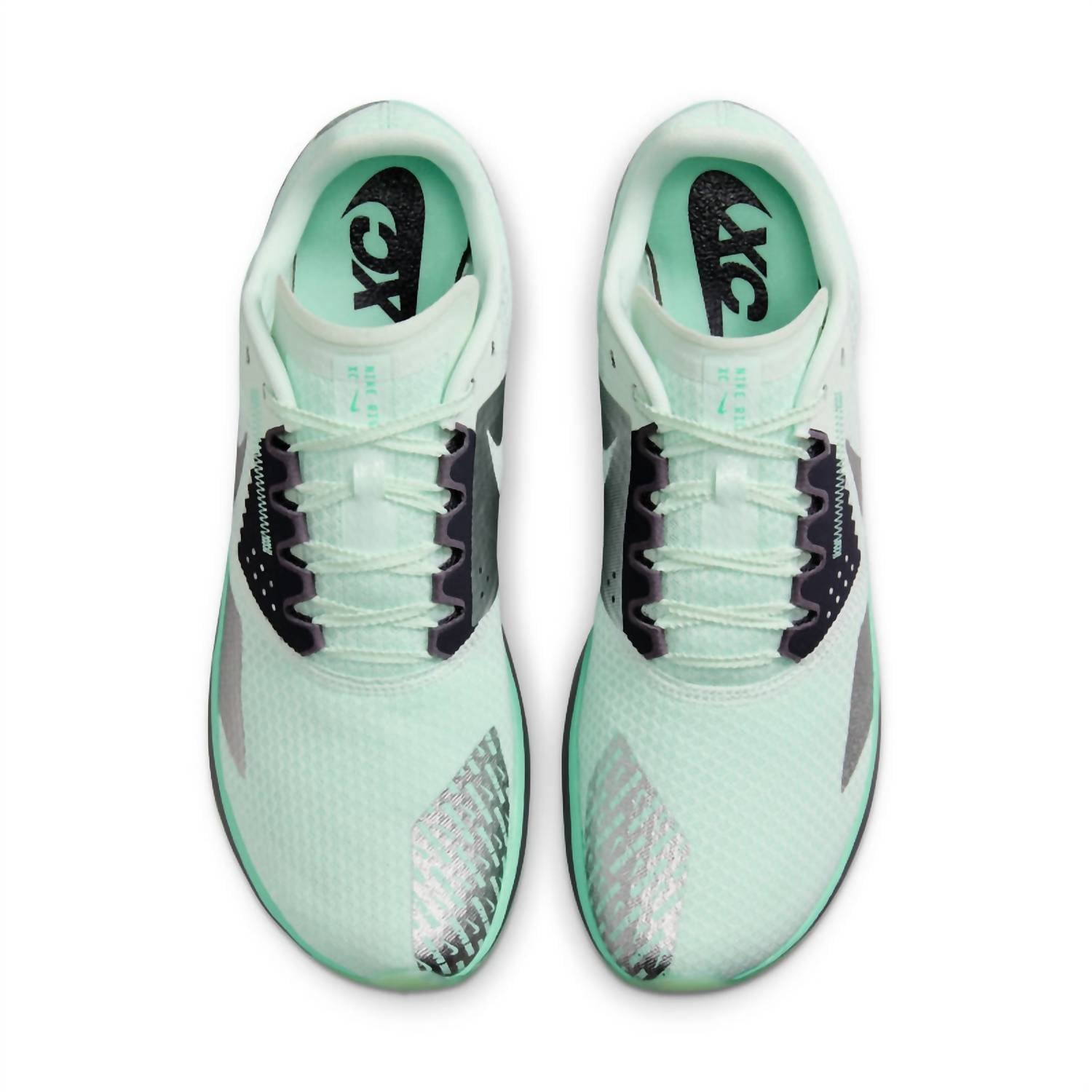 NIKE Men's Rival Xc 6 Shoe in barely green metallic silver green glow - men's shoe - detail view