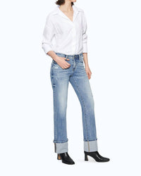 Bayeas - Flora Mid Rise Straight Cuffed Denim Jeans