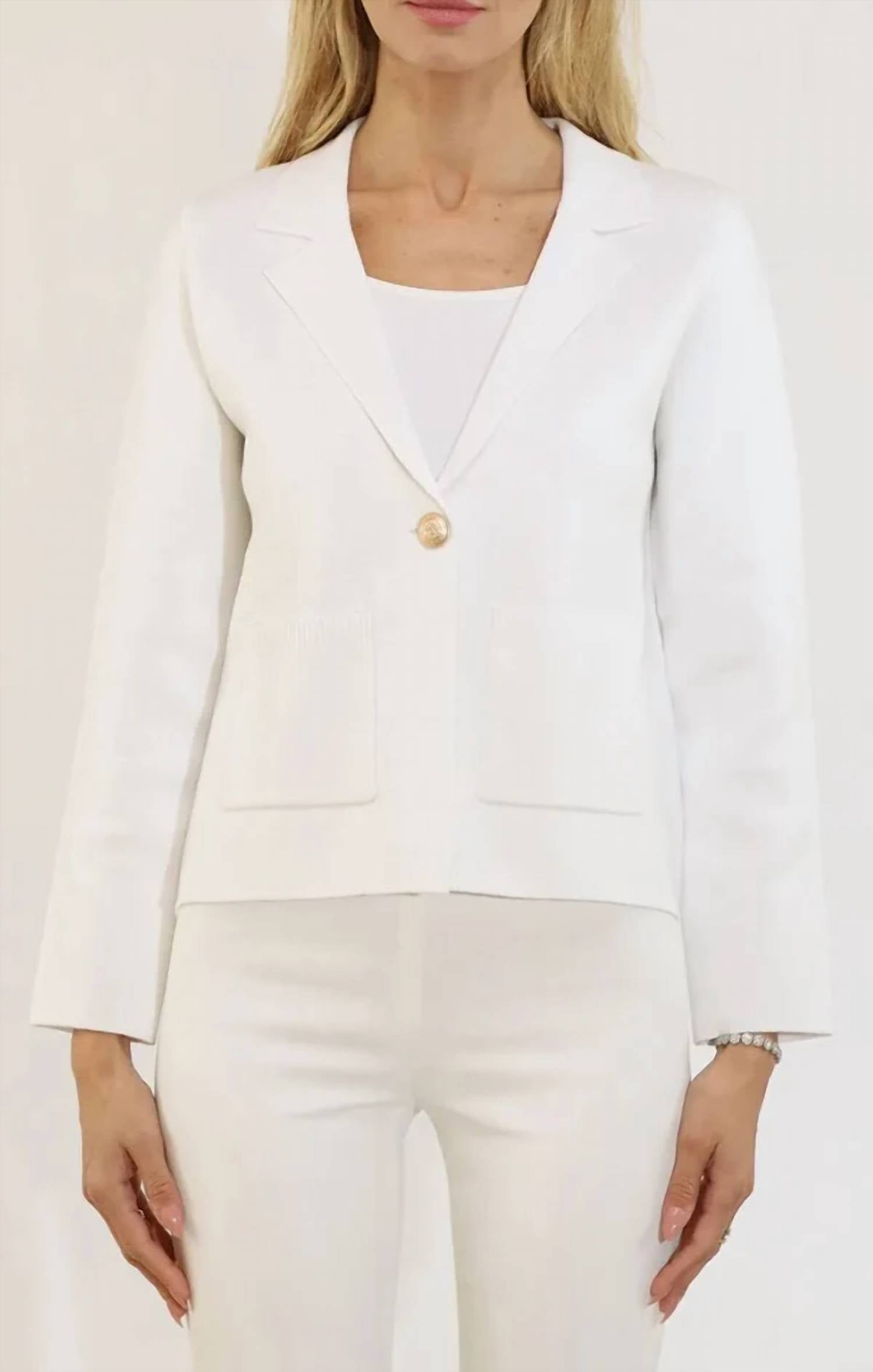 Metric Knits - Shorter Length Blazer With Patch Pockets