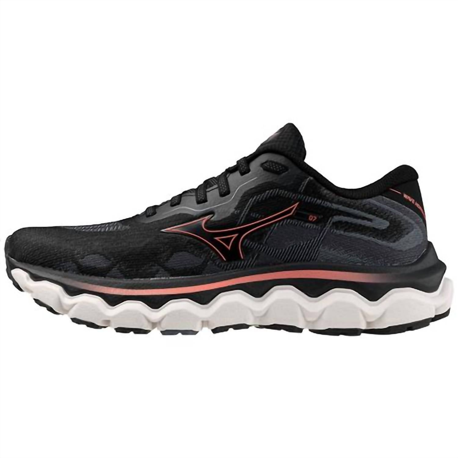 MIZUNO Women's Wave Horizon 7 Running Shoes in black dubarry - women's sneaker - detail view