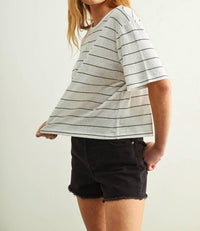 Miou Muse - Stripe Cotton Linen Top