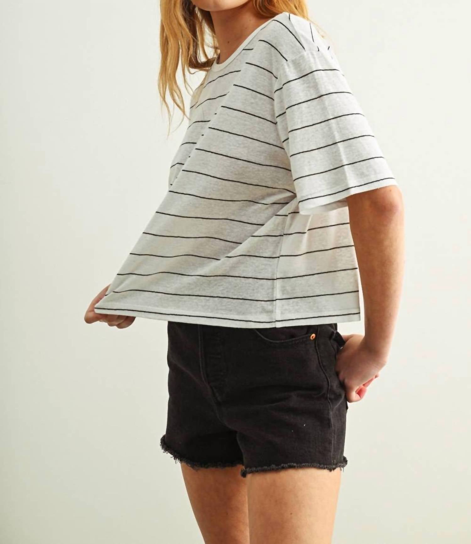 Miou Muse - Stripe Cotton Linen Top