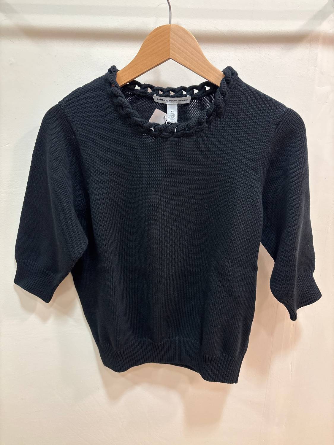 Autumn Cashmere - Women's Crocheted Chain Crew Sweater