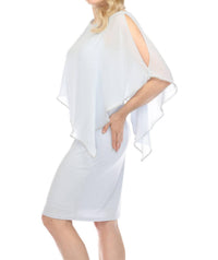 Joseph Ribkoff - Rhinestone Chiffon Overlay Sheath Dress