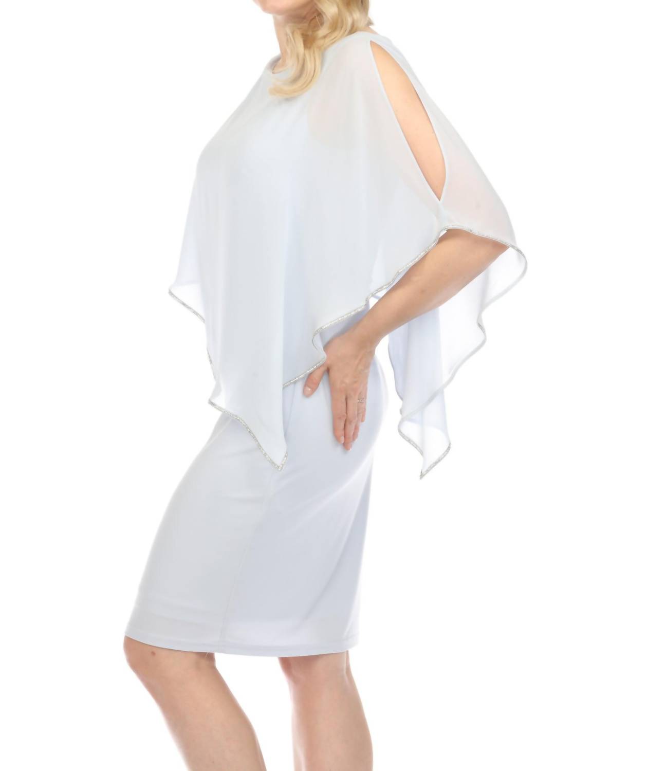 Joseph Ribkoff - Rhinestone Chiffon Overlay Sheath Dress